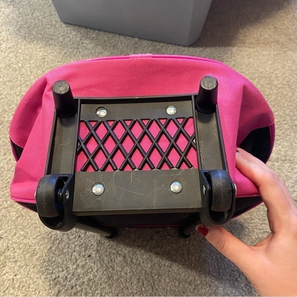 Disney Minnie Mouse Circle Roller Suit Case Pink Black 3D Ears Adjustable Handle